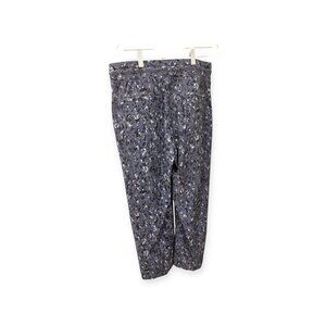 Athleta Avenue Printed Wide Leg Crop Pant in Captivate Chrome Blue